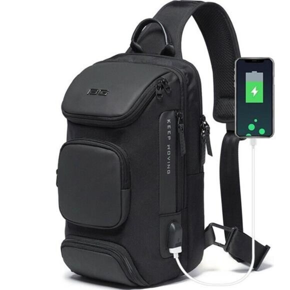 Men's Anti-theft Chest Sling Bag Crossbody Shoulder Backpack Black